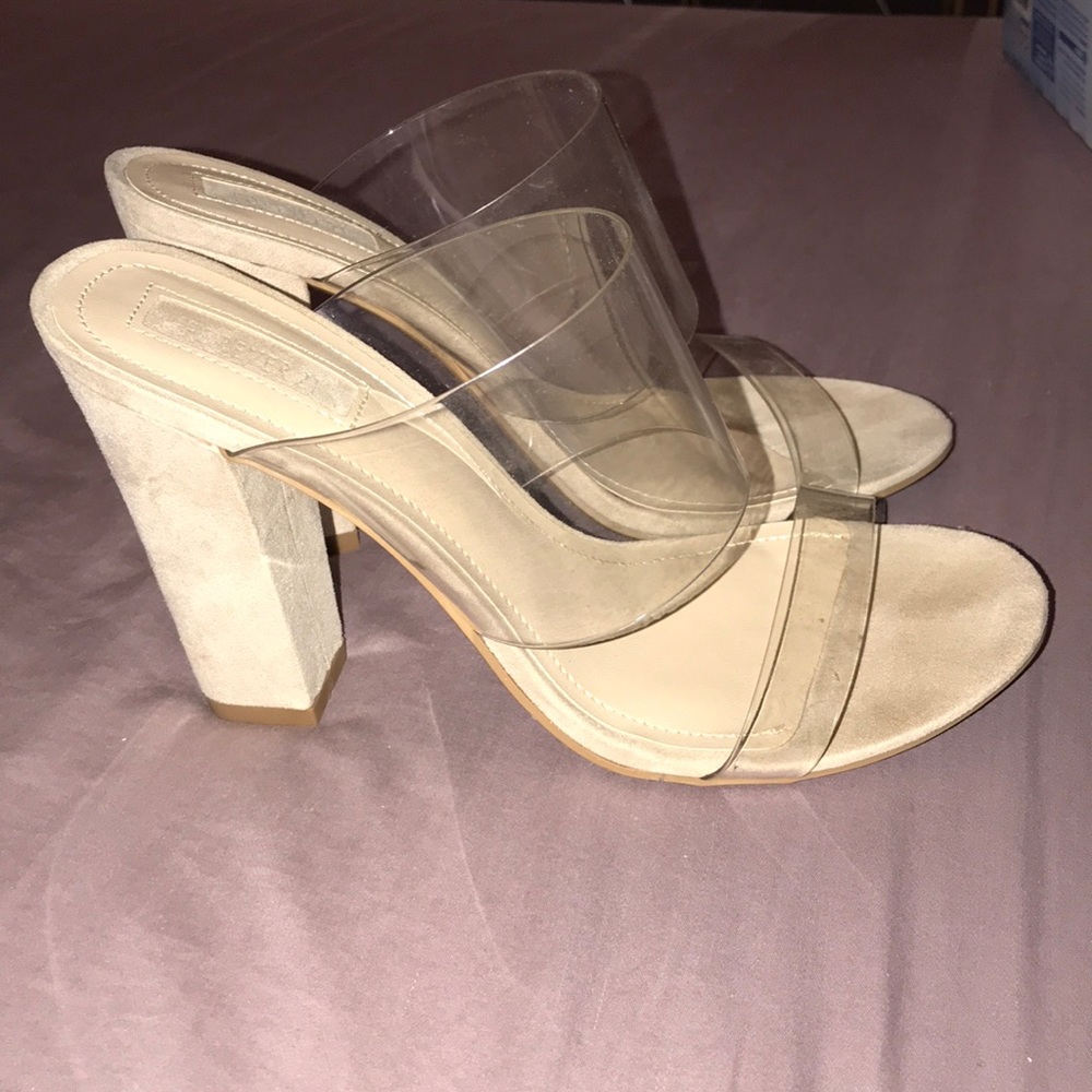 Forever 21 beige clear heels 8